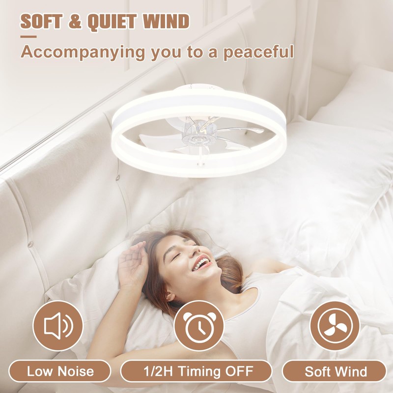 VOLISUN Fandelier Ceiling Fans with Lights and Remote, 15.7in Low