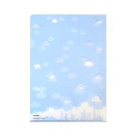 FRONTIA Plastic Documents File Folder, Blue Sky, Clouds and Airplane, Clear Pockets Plastic Sleeves, A4 (6 Packs, Bulk Pack)
