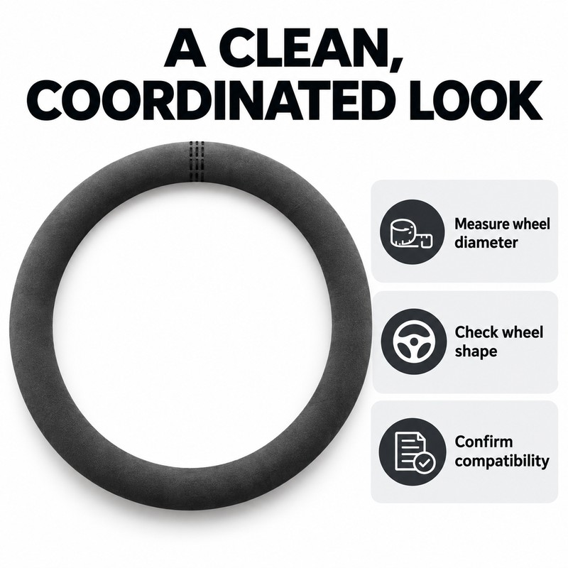 Suede Leather Steering Wheel Cover for Cars – Breathable Non-Slip