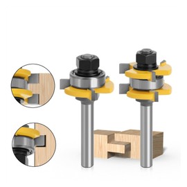 XiBany 2pcs 8mm Shank Joint Assemble Router Bits Tongue & Groove T-Slot Milling Cutter for Wood Woodwork Cutting Tools