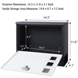 Locking Mailbox Wall Mounted Vertical– Jssmst mailboxes with Key Lock and Newspaper Compartment, Key Lock Drop Box Large Capacity, 14.3 x 3.8 x 11.8 Inch, White，SM-HPB911WN