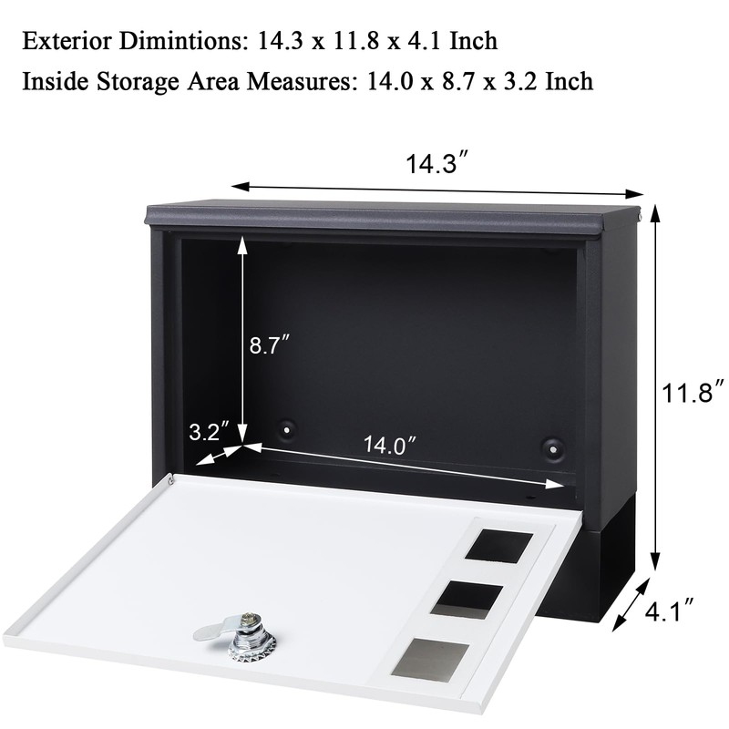 Locking Mailbox Wall Mounted Vertical– Jssmst mailboxes with Key Lock