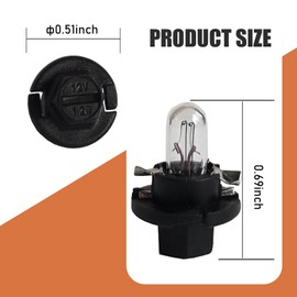 Polcatay 5 PCS T5 Dashboard Light, 12 V 1.2 W DB501 BX8.4d High Brightness Waterproof Bulb, High Temperature Resistant Glass Lamp Housing Plug and Play Instrument Cluster Bulbs, for Most Cars (White)