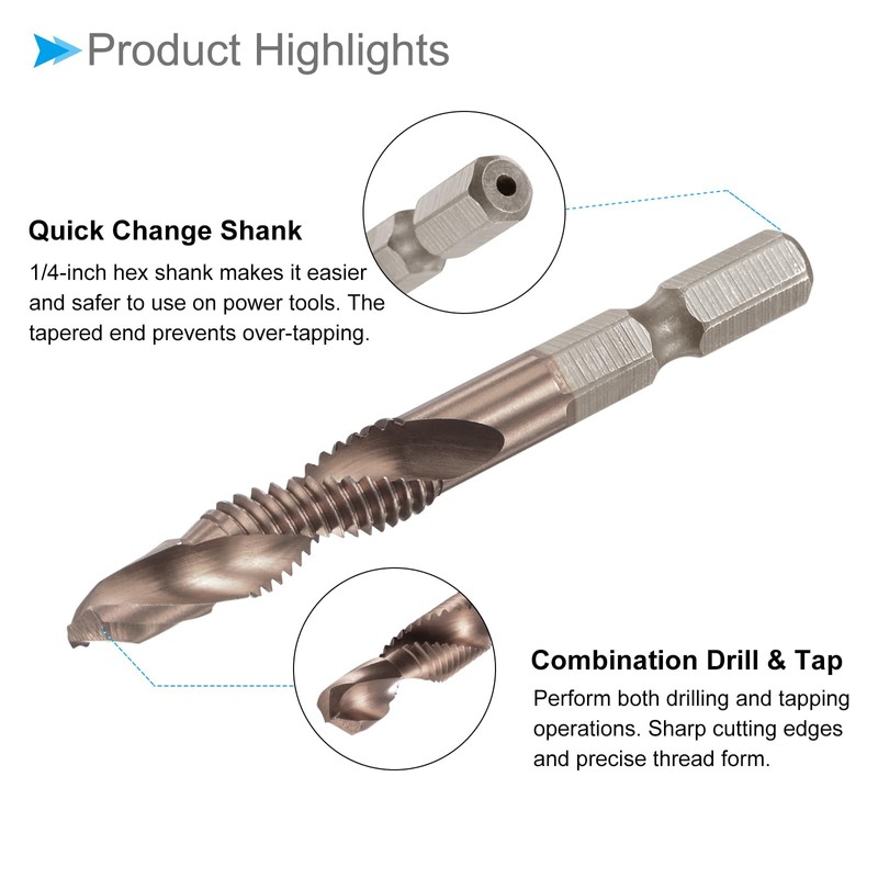 CoCud Metric Combination Drilling and Tapping Tool Set, M3 M4
