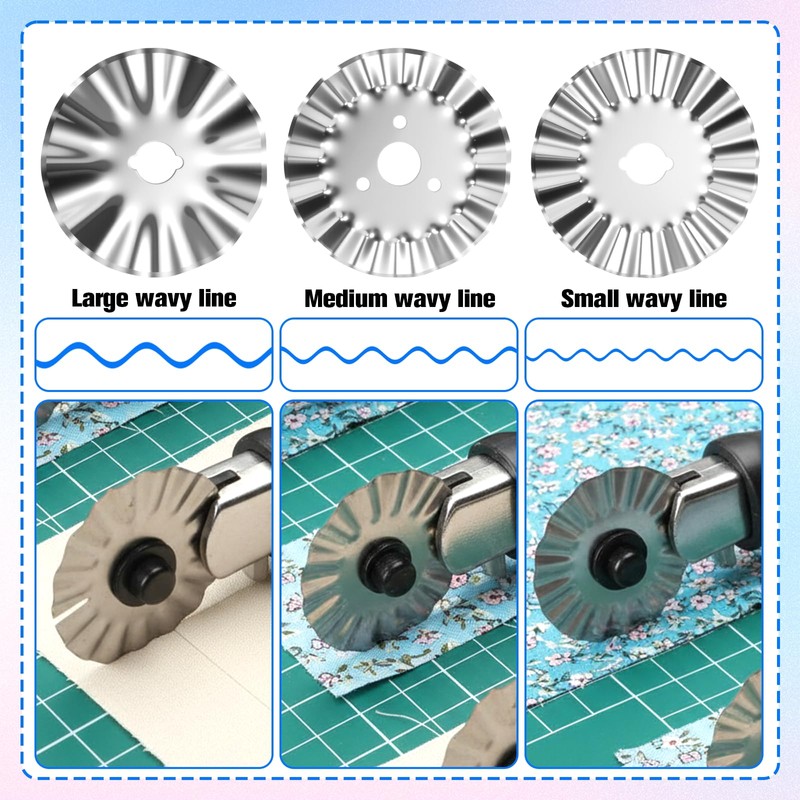 45mm Pinking Rotary Cutter Blades, 6 Pcs Wave Rotary Blades