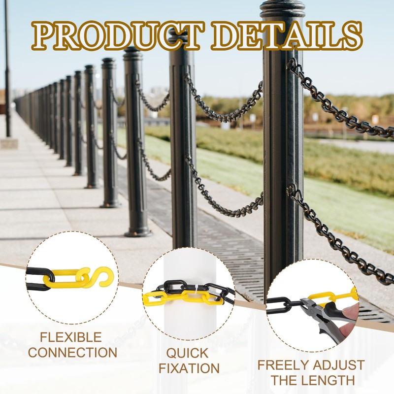 sourcing map Plastic Chain 5 FT/1.53 M, Safety Chain Yellow