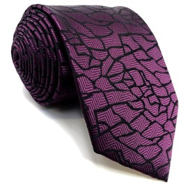 S&W SHLAX&WING Ties for Men Purple Dark Fringe Necktie Skinny Slim Size