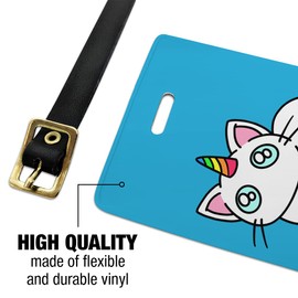 Unicorn Cat with Rainbow Mouse Toys Luggage ID Tags Carry-On Cards - Set of 2