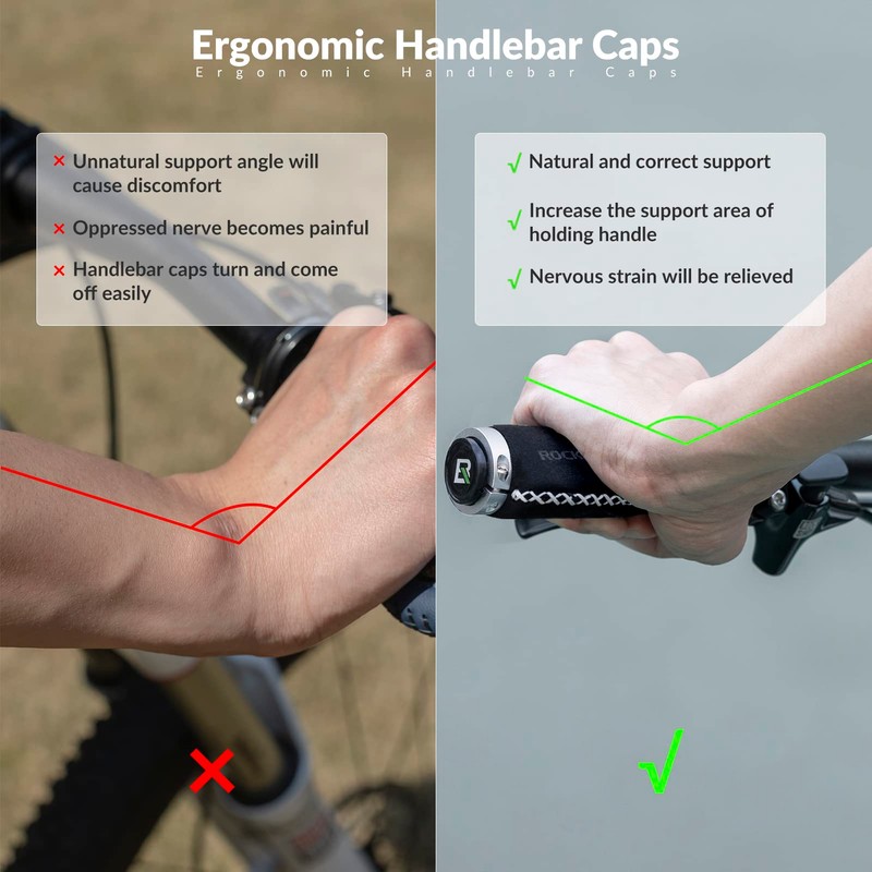 ROCKBROS Bicycle Grips Ergonomic Non-Slip Handlebar Grips Lock-On Design MTB
