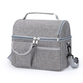 Fuutuu Double Layer Insulation Bag, Food Insulation Bag, Company Home Lunch Bag (Grey)