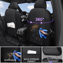 CAR PASS Nappa Leather Car Seat Covers, Water Resistant 3D Foam Faux Leather Seat Covers, Lumbar Support Automotive Seat Covers 2 Front Seats, Comfort & Universal Fit for Cars SUV Truck, Solid Black