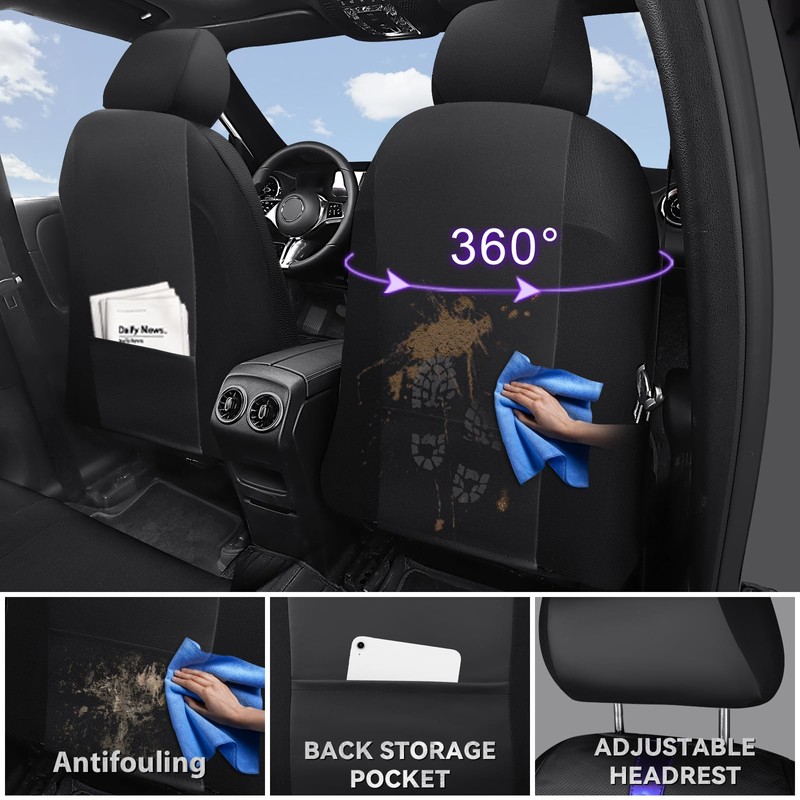 CAR PASS Nappa Leather Car Seat Covers, Water Resistant 3D