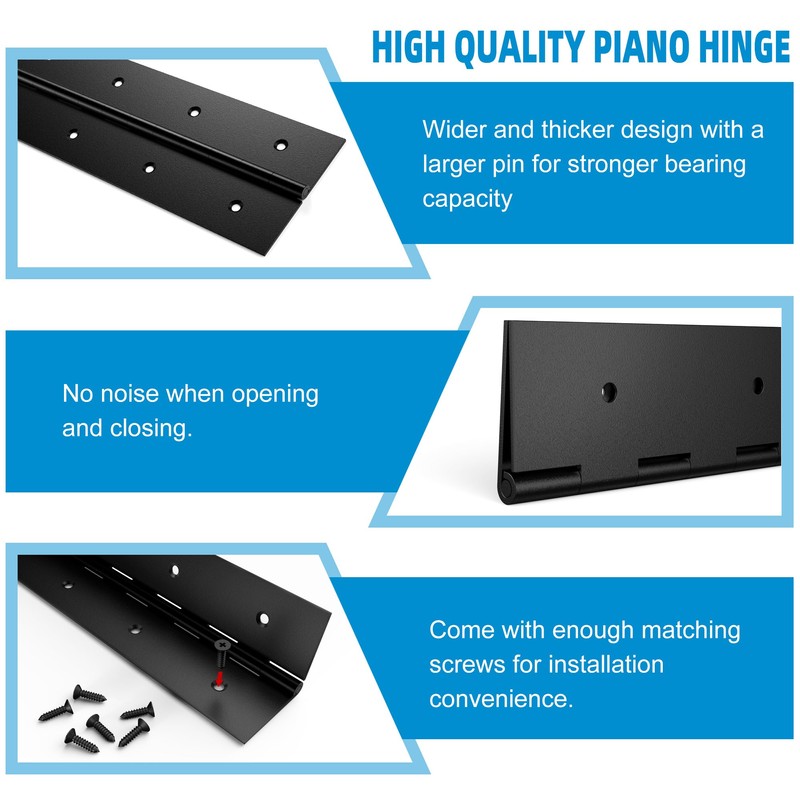 2Pcs Heavy Duty Piano Hinge 36'' x 3'' Open Width,