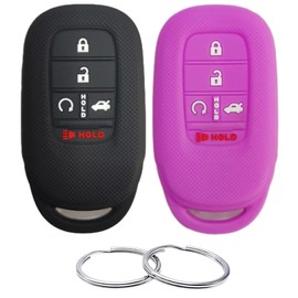 REPROTECTING Silicone Rubber Key Fob Cover Compatible with (5 Buttons) 2022 2023 2024 Honda Accord Civic HR-V CR-V Pilot Sport SI EX EX-L Touring Black Purple