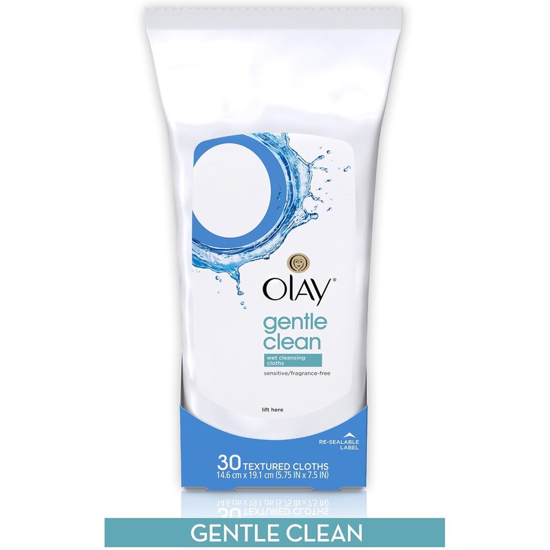 OLAY Wet Cleansing Cloths Gentle Clean, Sensitive/Fragrance-Free 30 Ea (Pack