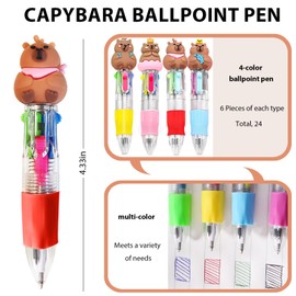 Daphilly 96 Pcs Capybara Gifts Bulk,4-in-1 Ballpoint Pens,Stickers,Notepads,Organza Bulk Gifts Set for Teachers School Office Party Favor Supplies