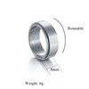 HIJONES Mens Stainless Steel Spinner Ring Polished Silver Band 8mm