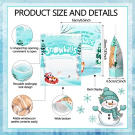 Teenyyou 50 Pcs Christmas Winter Appreciation Gift Bags Blue White Pouch Bags for Cookie Candy Goodies for Xmas Holiday Winter Party Supplies, 8 x 6.5 x 2.5 Inch