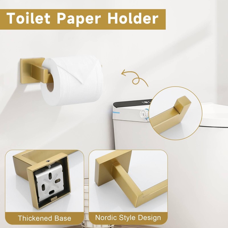 TNOMS Brushed Gold 10 Pieces Bathroom Hardware Accessories Set Towel