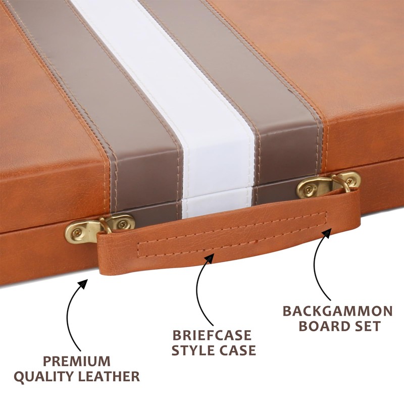 Backgammon Set - Classic Board Game with Premium Leather Case