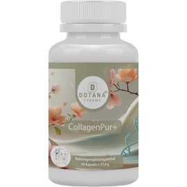 CollagenPur+ Kollagen Kapseln - 600mg Kollagenhydrolysat + Vitamin E - 90 Kapseln - Nahrungsergänzungsmittel - Made in Germany - DOTANA PHARMA