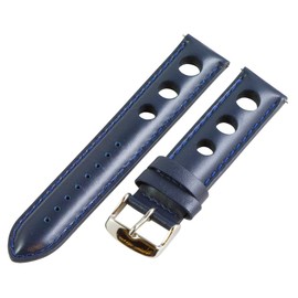 Clockwork Synergy, LLC 24mm Rally 3-hole Smooth Navy Blue Leather Interchangeable Replacement Watch Band Strap