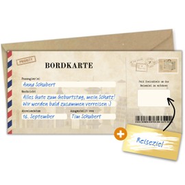 Milijou | Reisegutschein mit Rubbelaufkleber | Überraschung, Geschenk, Grußkarte, Geburtstagsgeschenk, Personalisierung, Reise, Weihnachten, Bordkarte