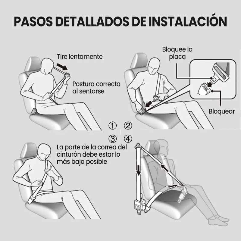 Cinturón De Seguridad Retráctil Universal 3 Punto Para Coche
