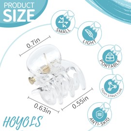 Hoyols Clear Small Hair Clips, Mini Hair Claw Clips for Hair Strong Grip Plastic Tiny Jaw Cute Hair Accessories No Slip for Women Girl Short Thick Hair 48 pcs (Clear Color)