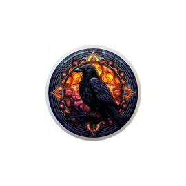 Black Raven Birds Stained Glass Look - 1.5" DECORATIVE Glossy Ceramic Dresser Drawer PULLS Cabinet Cupboard KNOBS (07)
