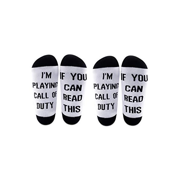 LEVLO Call Of Duty Lover Gift Video Games Socks Mens Cotton Elastic Comfortable Unisex Socks for Call Of Duty Gamers (2 Pairs/Set- Ankle - 3)