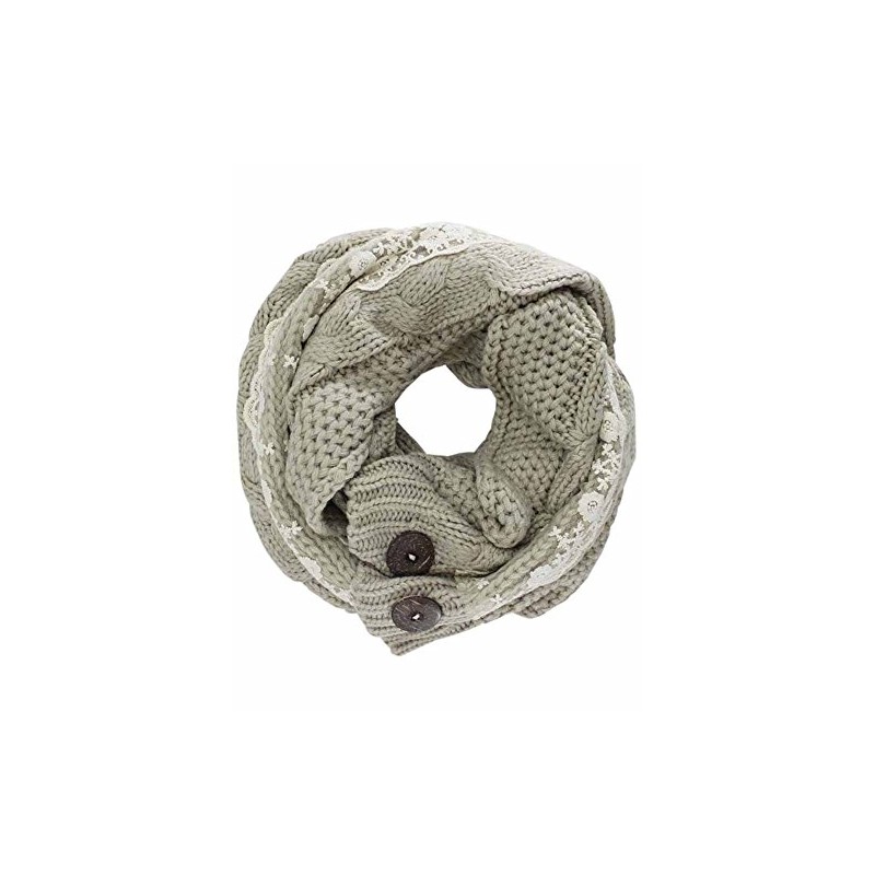 Beige Cable Knit Scarf Neck Wrap With Lace & Button