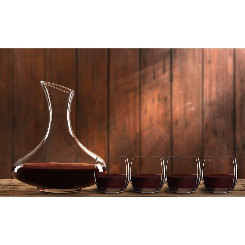 Eternal Living Wine Decanter Carafe Aerator with Stemless Wine Glasses