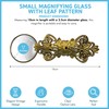 Gold Magnifying Glass with leaf pattern, Elegant Handheld Magnifier for