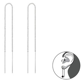 ICYROSE 925 Sterling Silver Dangling Thread Through Earrings 34869 (Nickel Free)