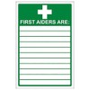 V Safety First Aiders Sign - Portrait - 150mm x