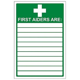 V Safety First Aiders Sign - Portrait - 150mm x 200mm - 2mm Rigid Plastic