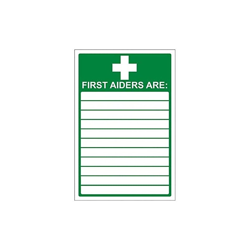 V Safety First Aiders Sign - Portrait - 150mm x