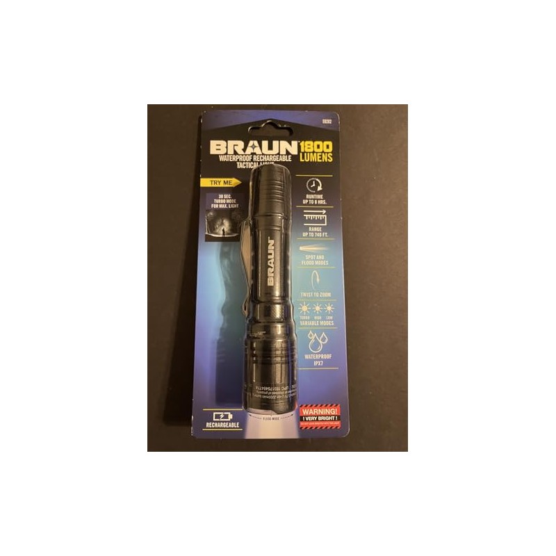 1800 Lumen Rechargeable Waterproof Tactical LED Flashlight