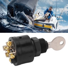 Ausla Marine Ignition Switch, Universal Engine Start Switch, 6 Screws, 3 Positions, On/Off Ignition Start Switch with 2 Keys, Waterproof for OMC Boats with Inboard and Outboard