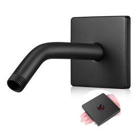 Lounsweer 3.5 Inch Shower Arm and Flange Wall Mount Replacement Shower Head Extension Extender Pipe Arm with 6 Inches Head(Black)