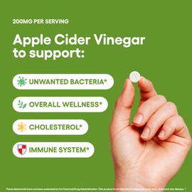 Natural Foundation Supplements Apple Cider Vinegar Supplement | 240 Tablets | Made with The Mother | Vegan Friendly Gluten Free Non-GMO (240)