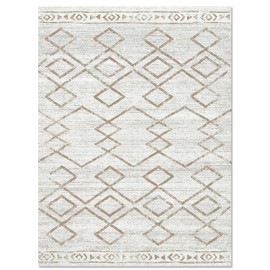 jinchan Washable Area Rug 4x6 - Moroccan Rug Low Pile Faux Wool Bedroom Taupe Rug Stain Resistant Non Slip Thin Modern Geometric Soft Rug Contemporary Indoor Carpet for Living Room Kitchen Dining Room