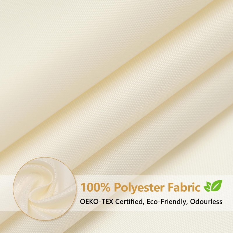 Seenus Waterproof Cream Fabric Shower Curtain Liner with 3 Large