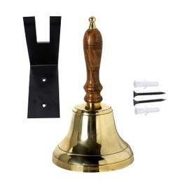 ARSUK Brass Handbell for Adults - Large School Bell with Wooden Handle - Call Bell for Elderly at Home - Loud & Clear Sound