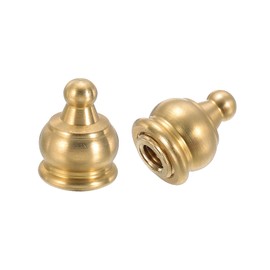 PATIKIL 14.5 x 19mm Lamp Finials Caps Knob, 2 Set Solid Brass Lamp Shade Top Decoration Screw Cap Nuts with Brass Reducing Adapter for Table Lamps Floor Lamps