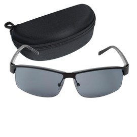Captain Stag CS-002-1-EH-72 Men's Sunglasses with Sunglasses Case, Metal Frame, Black