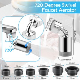 Aeratore Rubinetto 720° Girevole, 2 Modalità Aeratore Filtro Antispruzzo