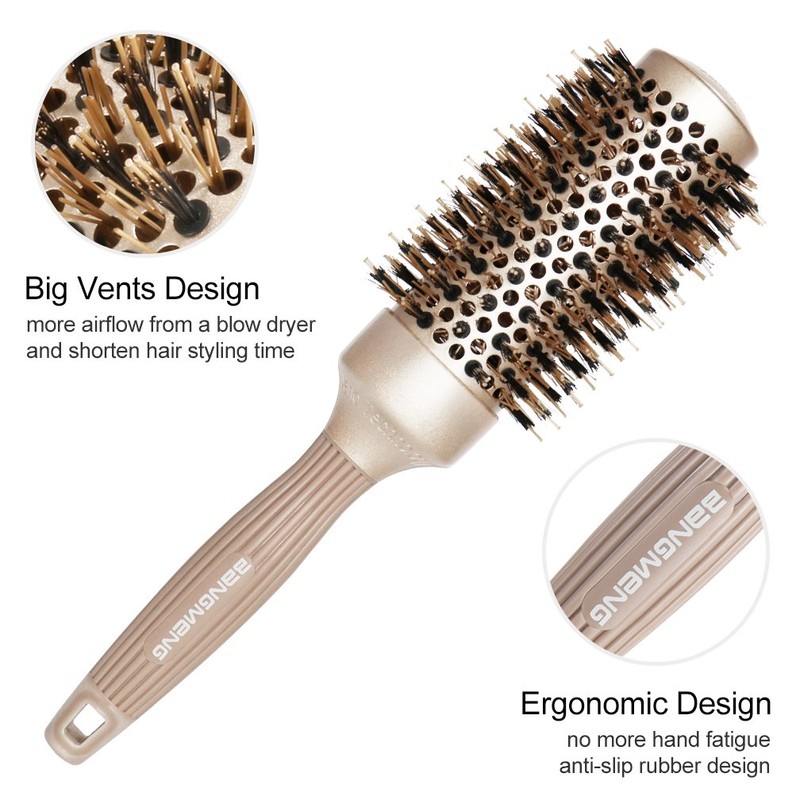 BANGMENG Round Brush Blow Out with Boar Bristles, Nano Thermal