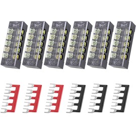 BlueStars 6 Packs 5 Positions Terminal Strip Blocks 600V 15A with Cover and 6 Packs 400V 15A 5 Positions Pre-Insulated Terminals Barrier Strip Used for Home Electrical Project